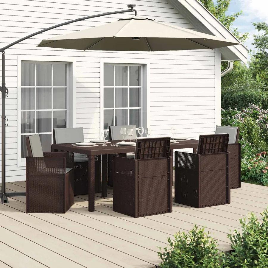 Ensemble de salle à manger pour jardin avec coussin 7 pcs PP