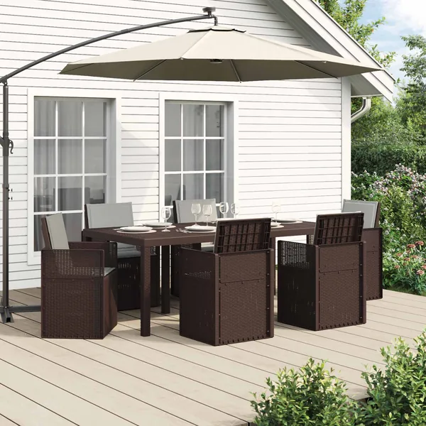Ensemble de salle à manger pour jardin avec coussin 7 pcs PP