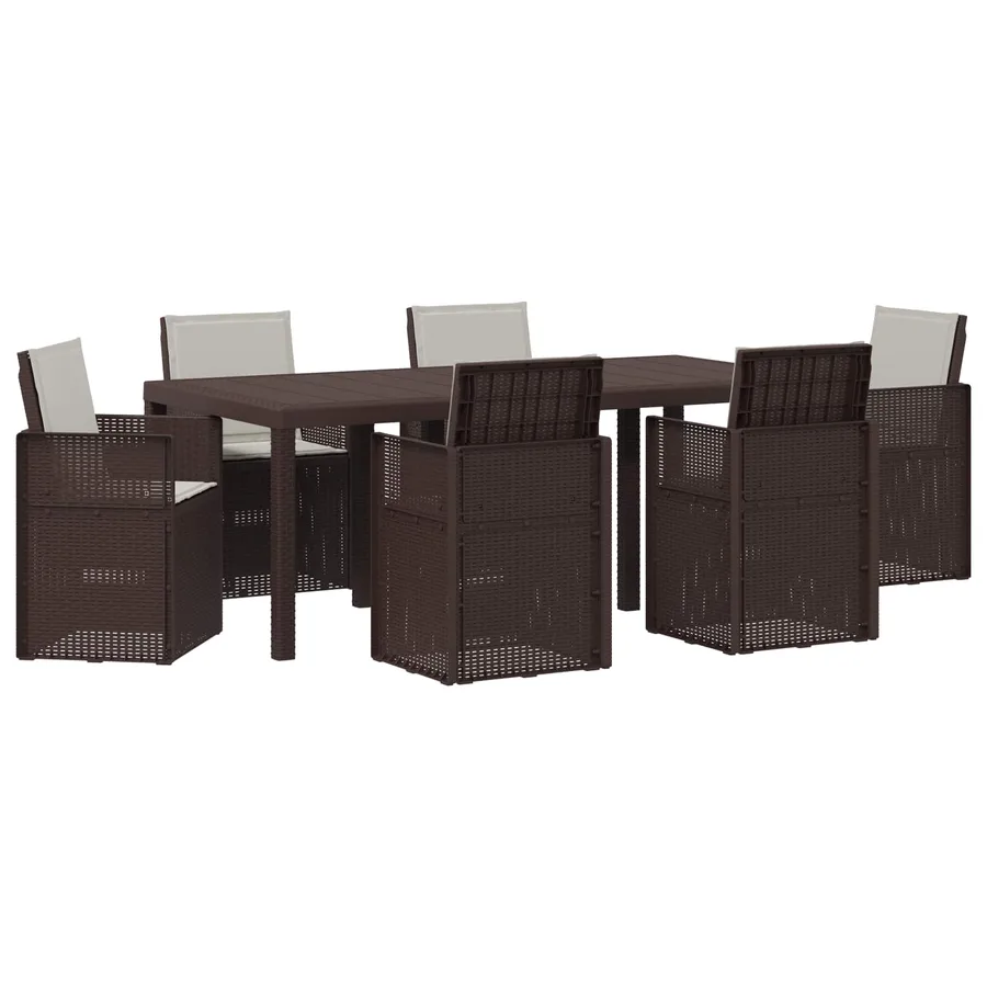Ensemble de salle à manger pour jardin avec coussin 7 pcs PP - 2