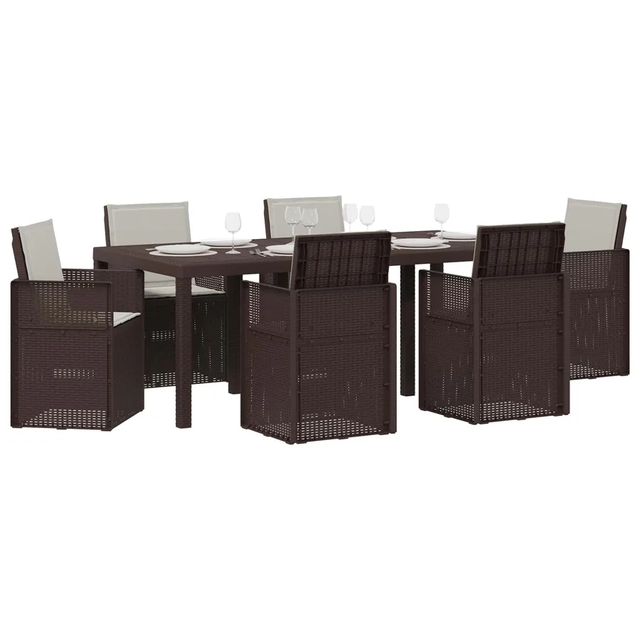 Ensemble de salle à manger pour jardin avec coussin 7 pcs PP - 3