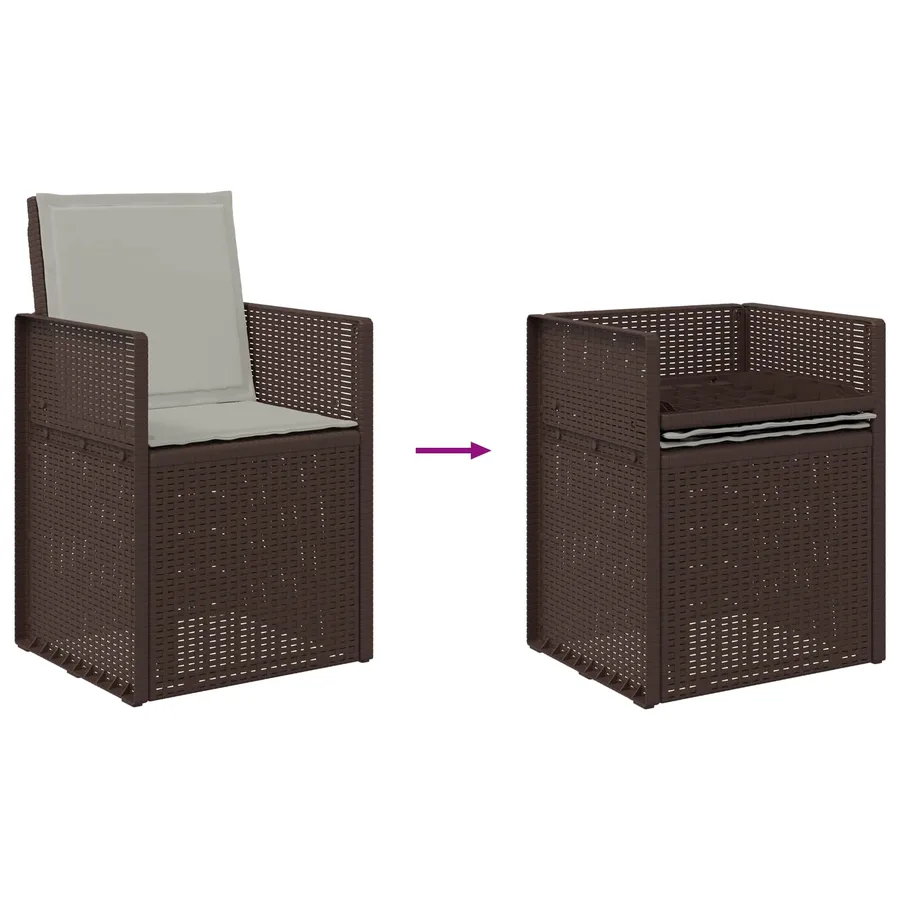 Ensemble de salle à manger pour jardin avec coussin 7 pcs PP - 9