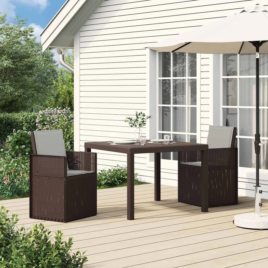 Ensemble de salle à manger pour jardin avec coussin 3 pcs PP