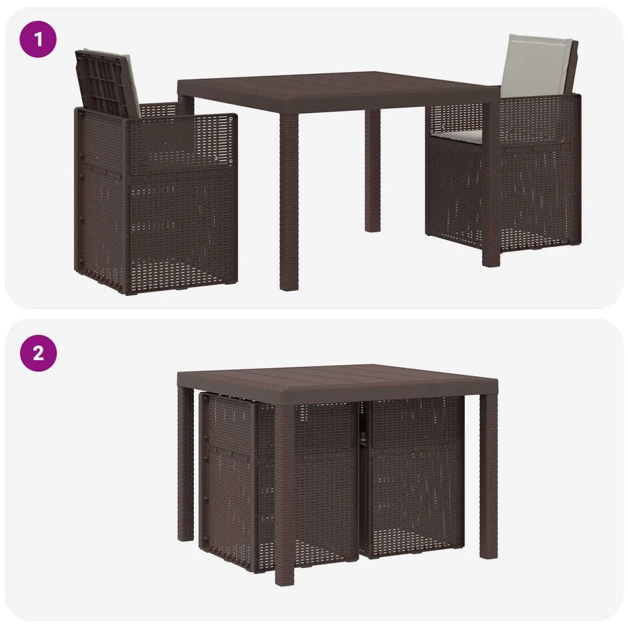 Ensemble de salle à manger pour jardin avec coussin 3 pcs PP - 10