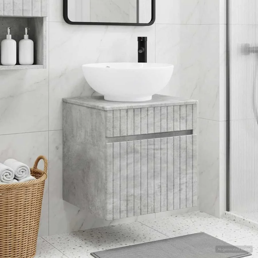 Meuble de lavabo mural Gris béton 49 x 44,5 x 66,5 cm