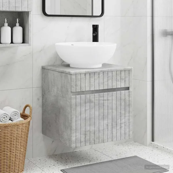 Meuble de lavabo mural Gris béton 49 x 44,5 x 66,5 cm