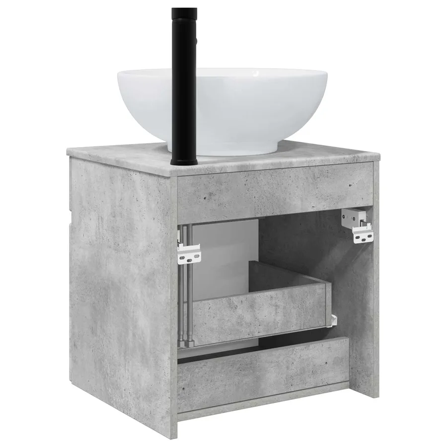 Meuble de lavabo mural Gris béton 49 x 44,5 x 66,5 cm - 4