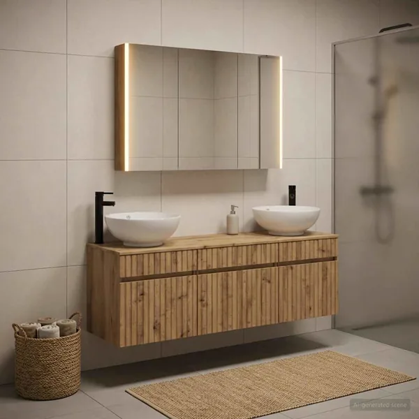 Ensemble d'armoire de salle de bain 4 pc Chêne artisanal