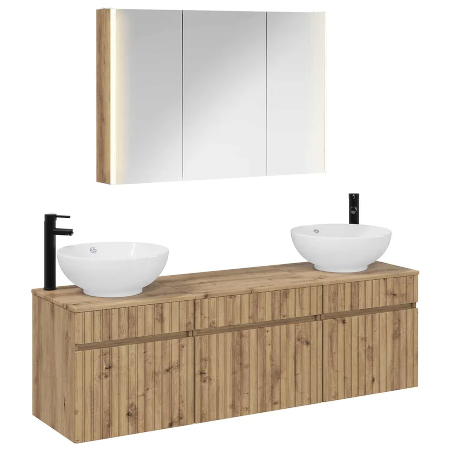 Ensemble d'armoire de salle de bain 4 pc Chêne artisanal - 2