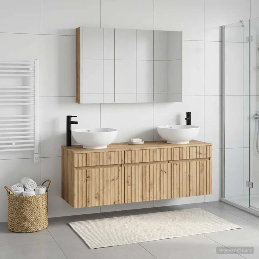 Ensemble d'armoire de salle de bain 4 pc Chêne artisanal - 4
