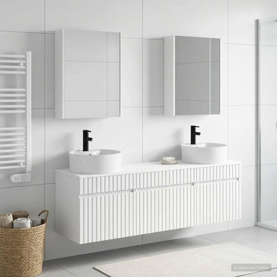 Ensemble d'armoire de salle de bain 5 pcs Blanc