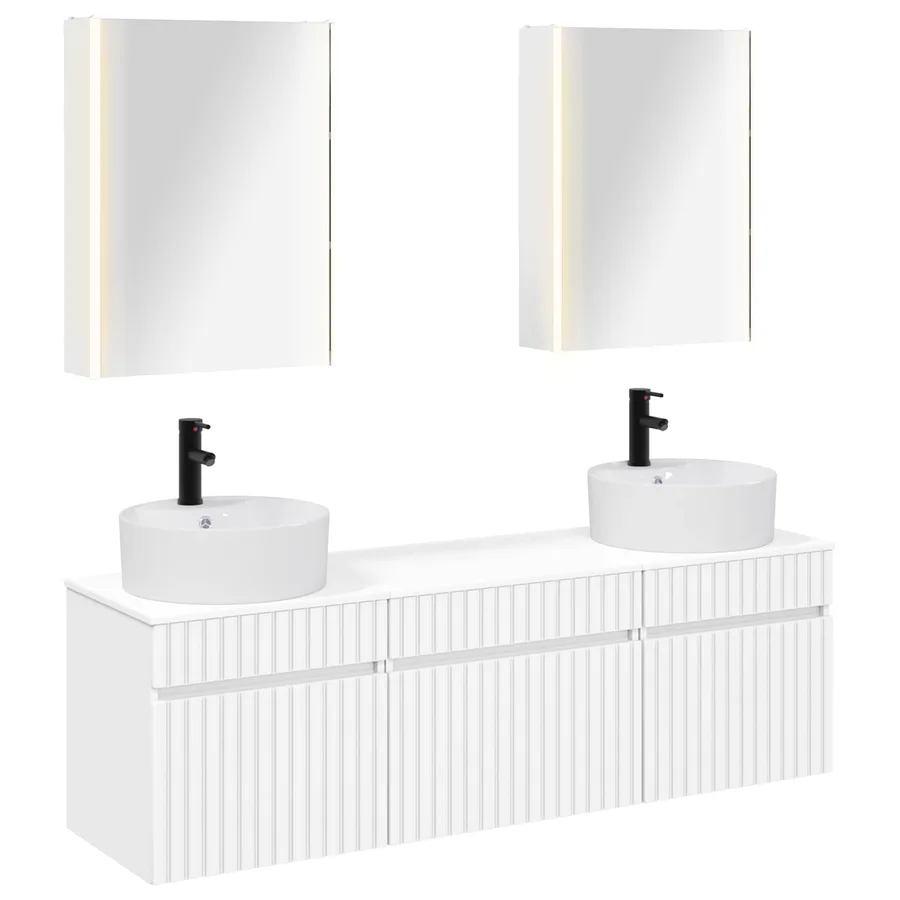 Ensemble d'armoire de salle de bain 5 pcs Blanc - 2