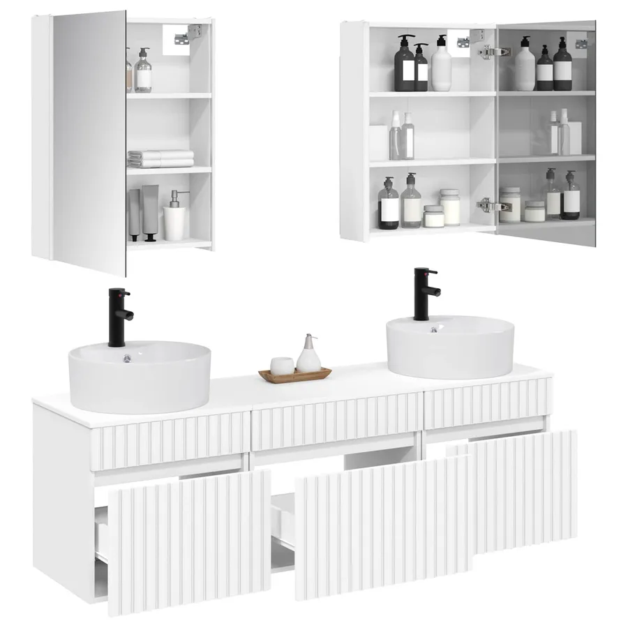 Ensemble d'armoire de salle de bain 5 pcs Blanc - 3