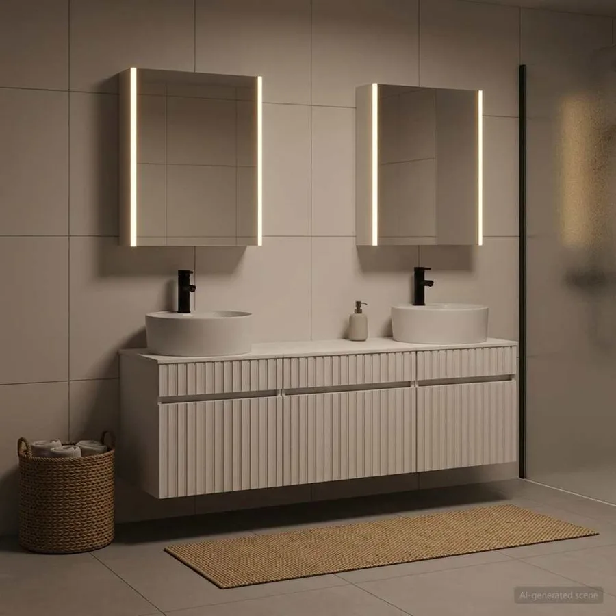 Ensemble d'armoire de salle de bain 5 pcs Blanc - 4