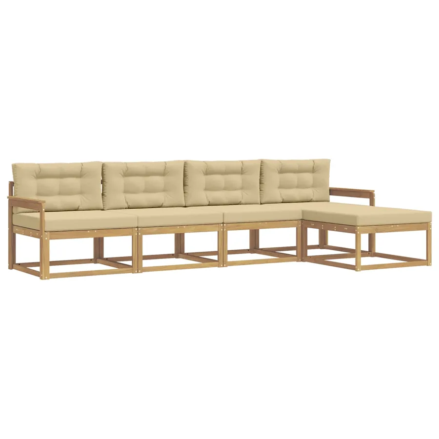 Ensemble de canapés d'extérieur 4 pcs Blanc et Beige Polyester - 2