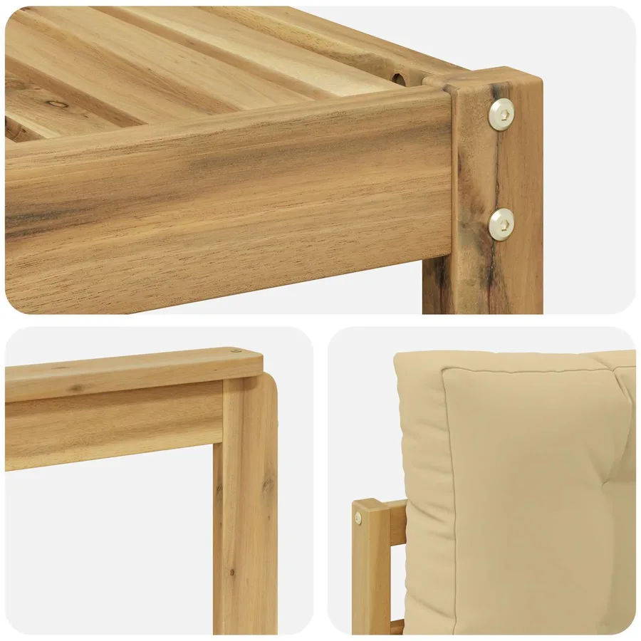 Ensemble de canapés d'extérieur 4 pcs Blanc et Beige Polyester - 5
