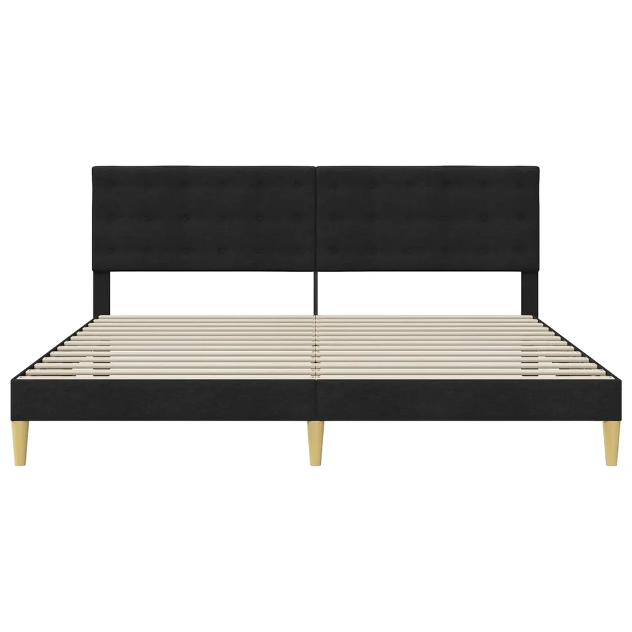 Cadre de lit avec tête de lit Noir 200 x 200 cm Tissu - 4
