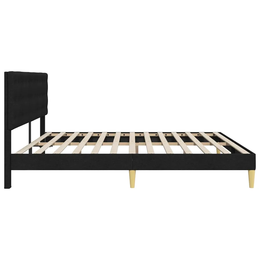 Cadre de lit avec tête de lit Noir 200 x 200 cm Tissu - 5
