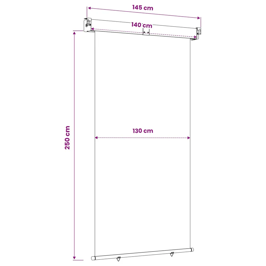 Store latéral de balcon 140 x 250 cm 100% polyester fer acier - 6