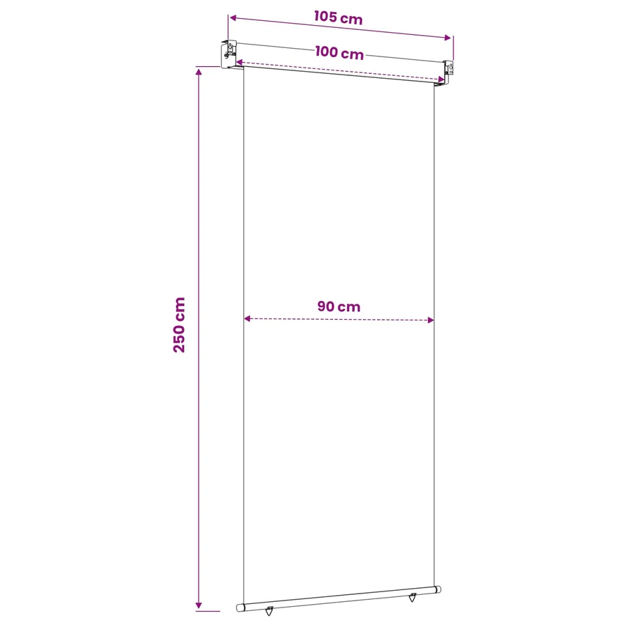Store latéral de balcon 100 x 250 cm 100% polyester fer acier - 6