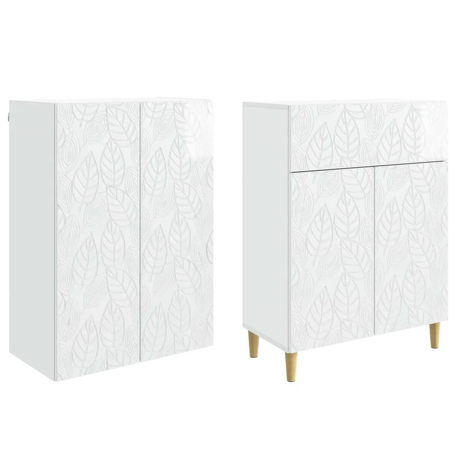 Ensemble de Meubles 2 pcs Blanc brillant Bois d'ingénierie - 4