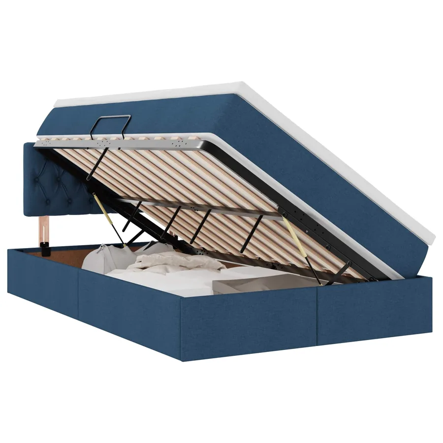 Lit avec rangement et matelas avec matelas Bleu 120 x 190 cm - 2