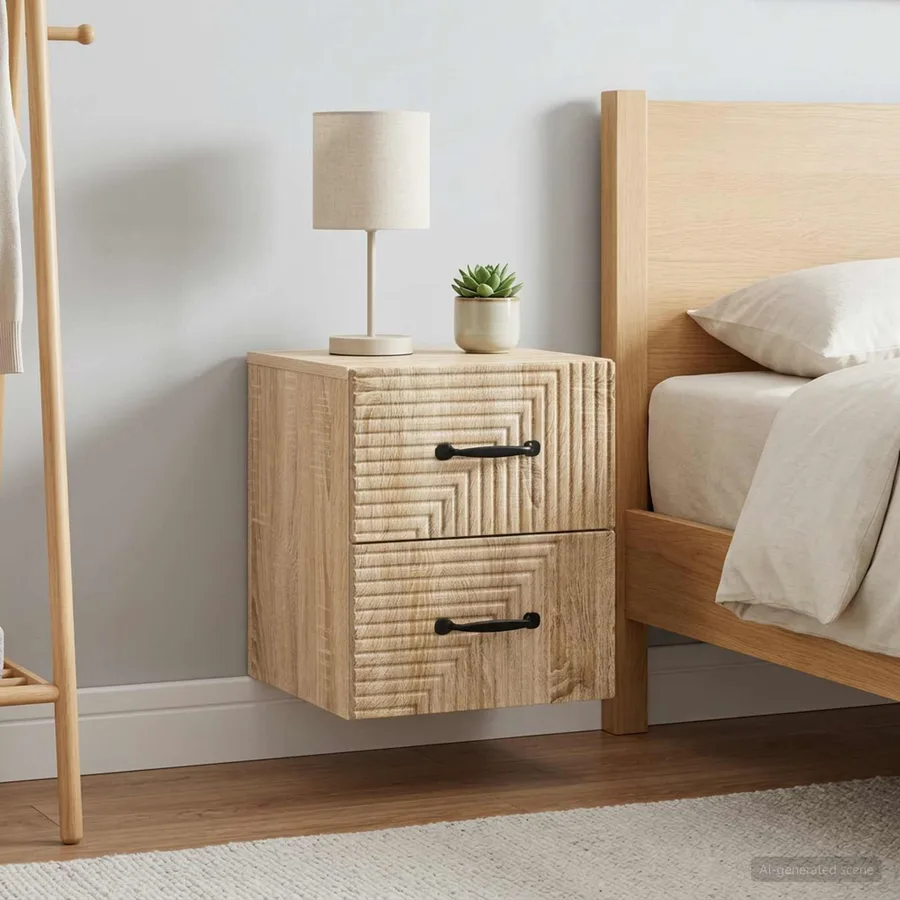 Cabinet de chevet mural 2 pcs Chêne Sonoma 34,5 x 33 x 40 cm - 4