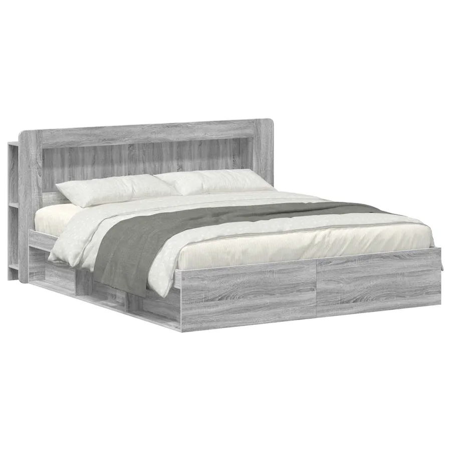 Cadre de lit avec rangement Sonoma gris 200 x 200 cm - 2