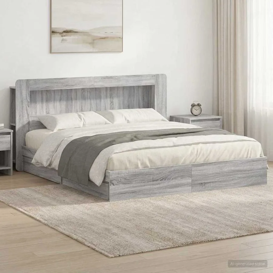 Cadre de lit avec rangement Sonoma gris 200 x 200 cm