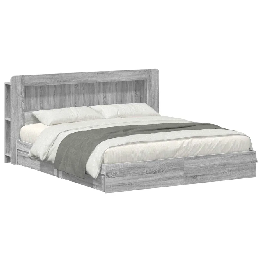 Cadre de lit avec rangement Sonoma gris 200 x 200 cm - 2