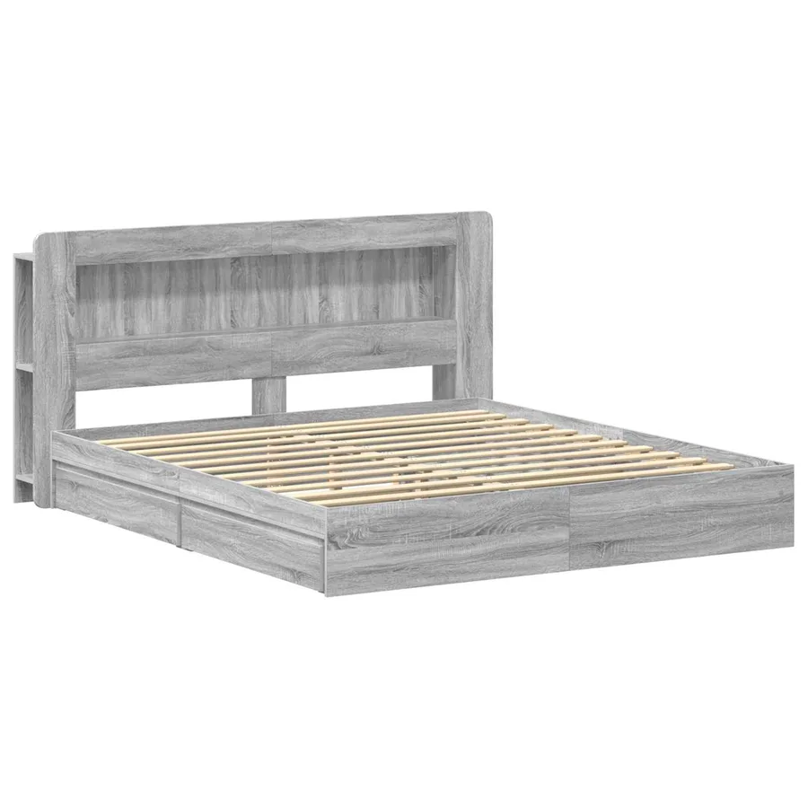 Cadre de lit avec rangement Sonoma gris 200 x 200 cm - 3