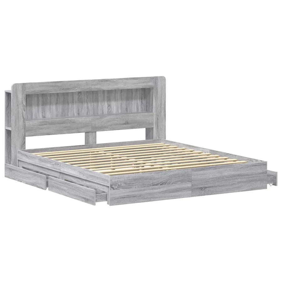 Cadre de lit avec rangement Sonoma gris 200 x 200 cm - 4