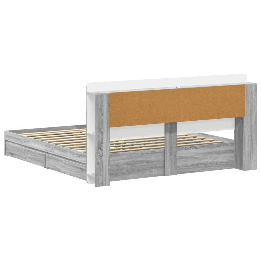 Cadre de lit avec rangement Sonoma gris 200 x 200 cm - 6