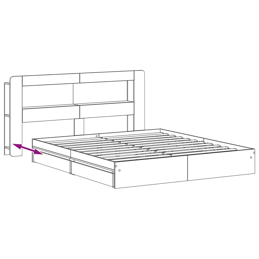 Cadre de lit avec rangement Sonoma gris 200 x 200 cm - 9