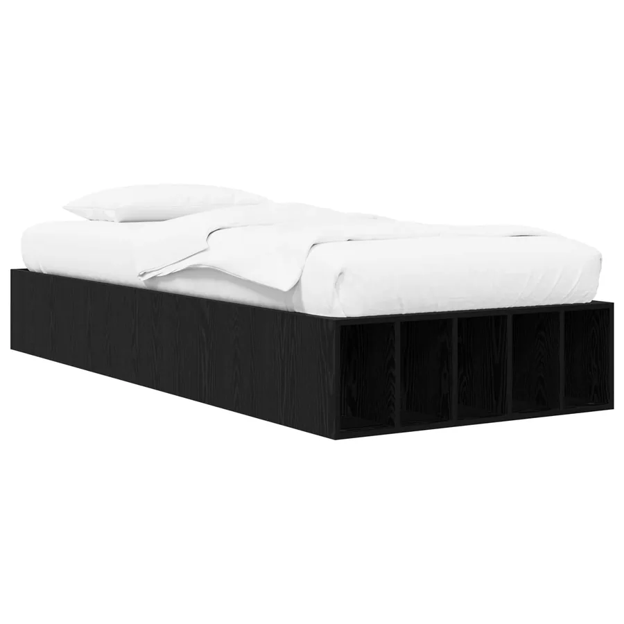 Cadre de lit avec rangement avec étagère Chêne noir 80 x 200 cm
