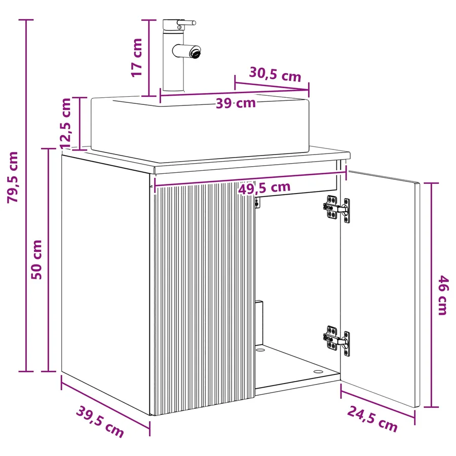 Vanité de lavabo mural Blanc 49,5 x 41 x 62,5 cm - 8