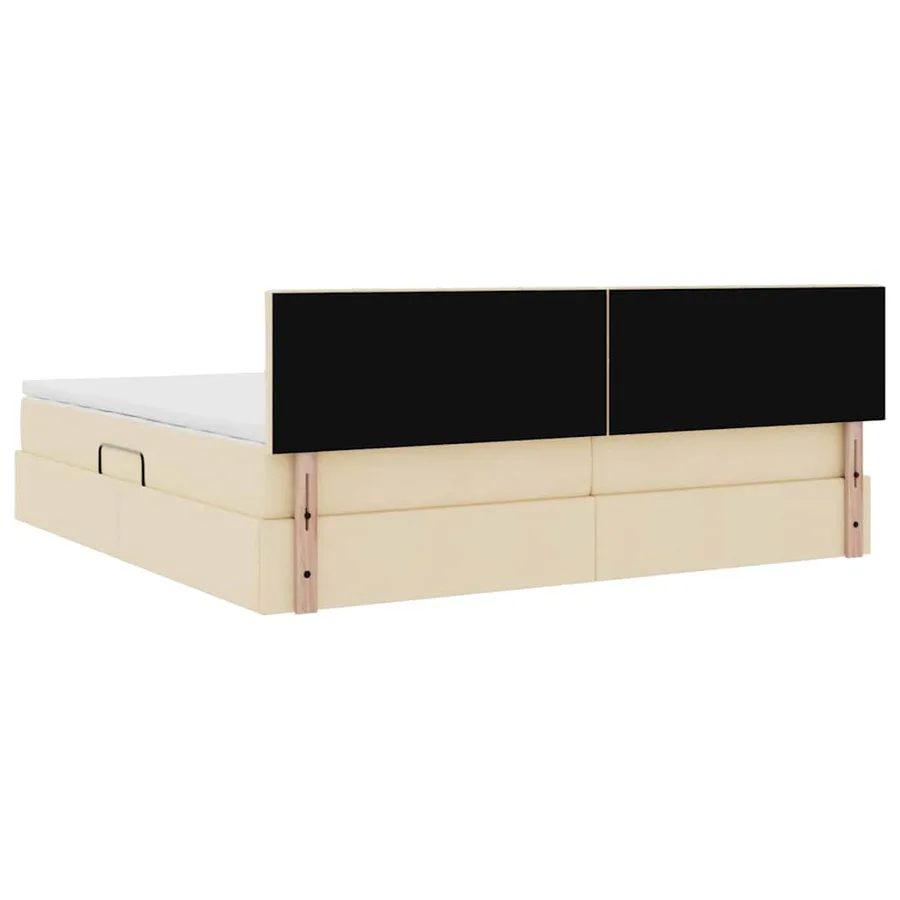 Lit avec rangement et matelas Crème 200 x 200 cm - 11