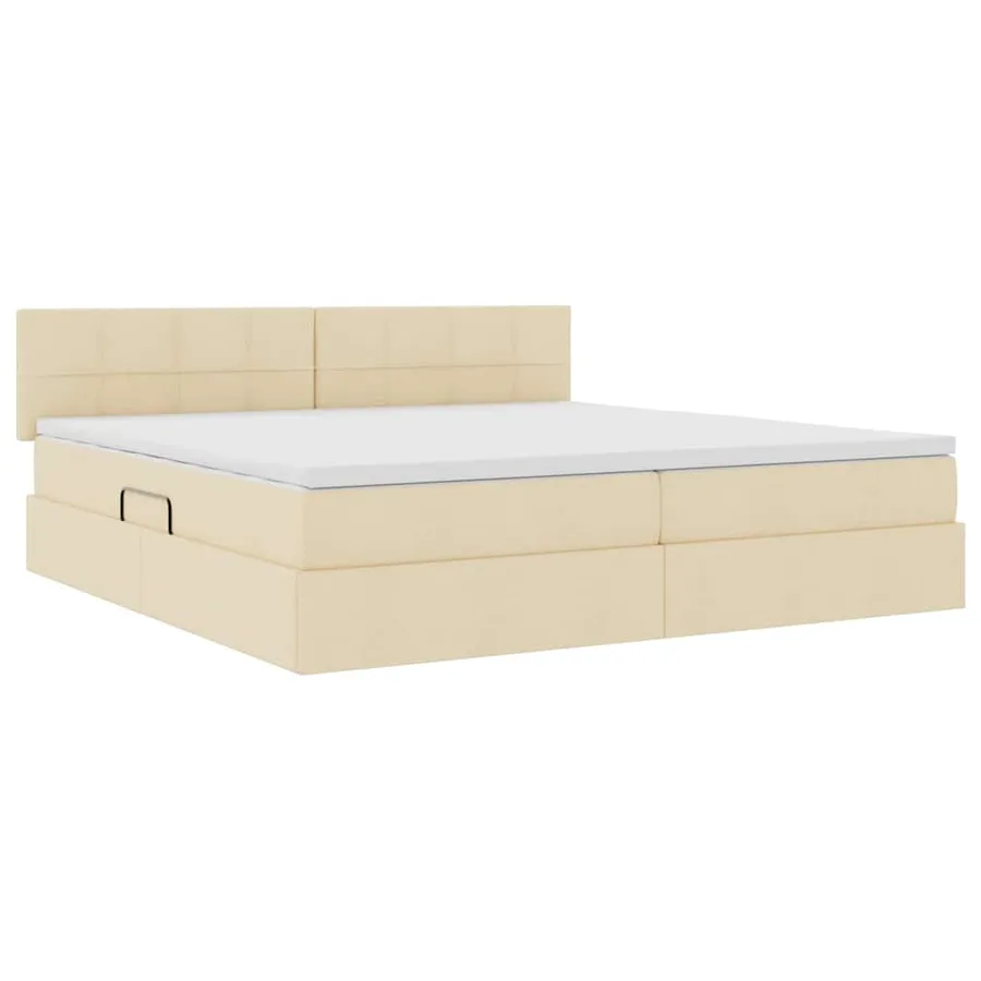 Lit avec rangement et matelas Crème 200 x 200 cm - 5