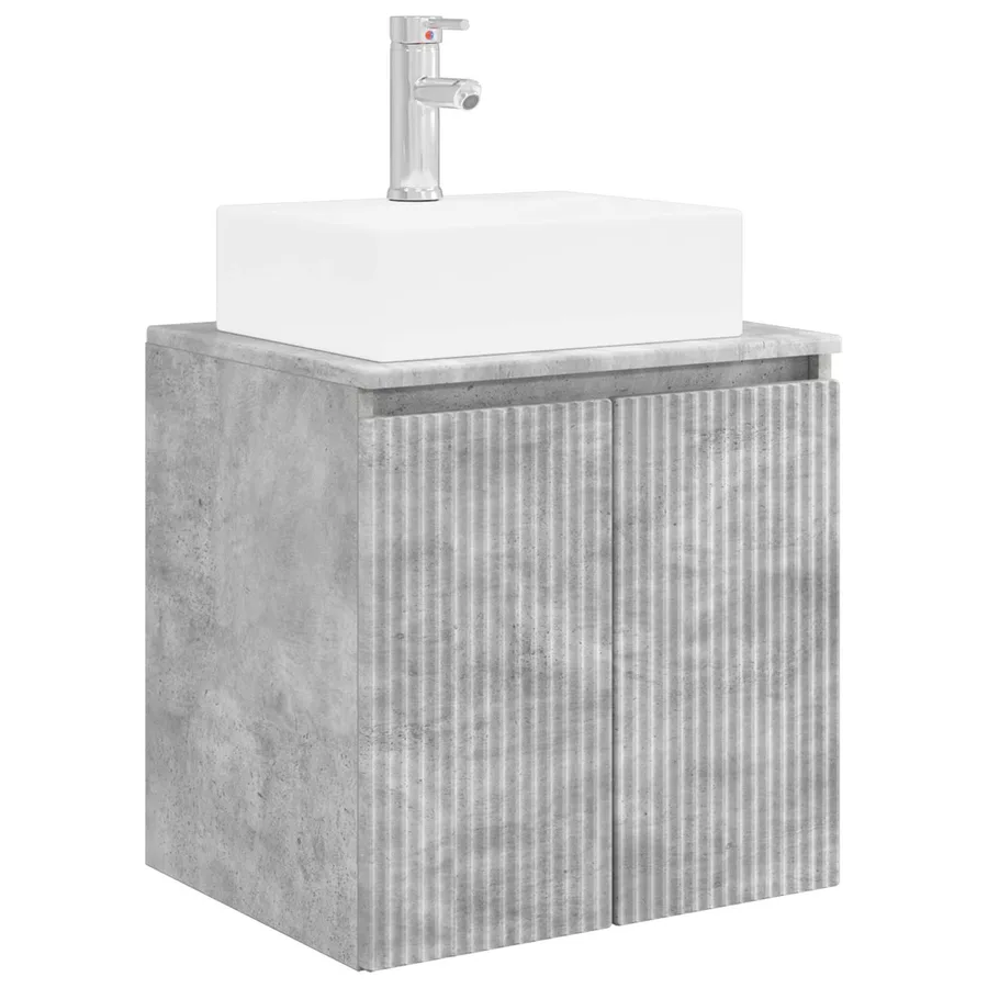 Ensemble d'armoire de salle de bain 5 pcs Gris béton - 5