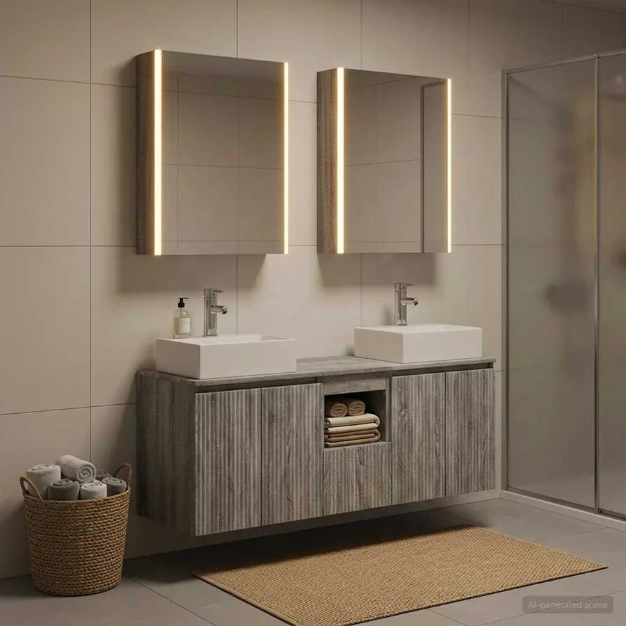 Ensemble d'armoire de salle de bain 5 pcs Sonoma gris