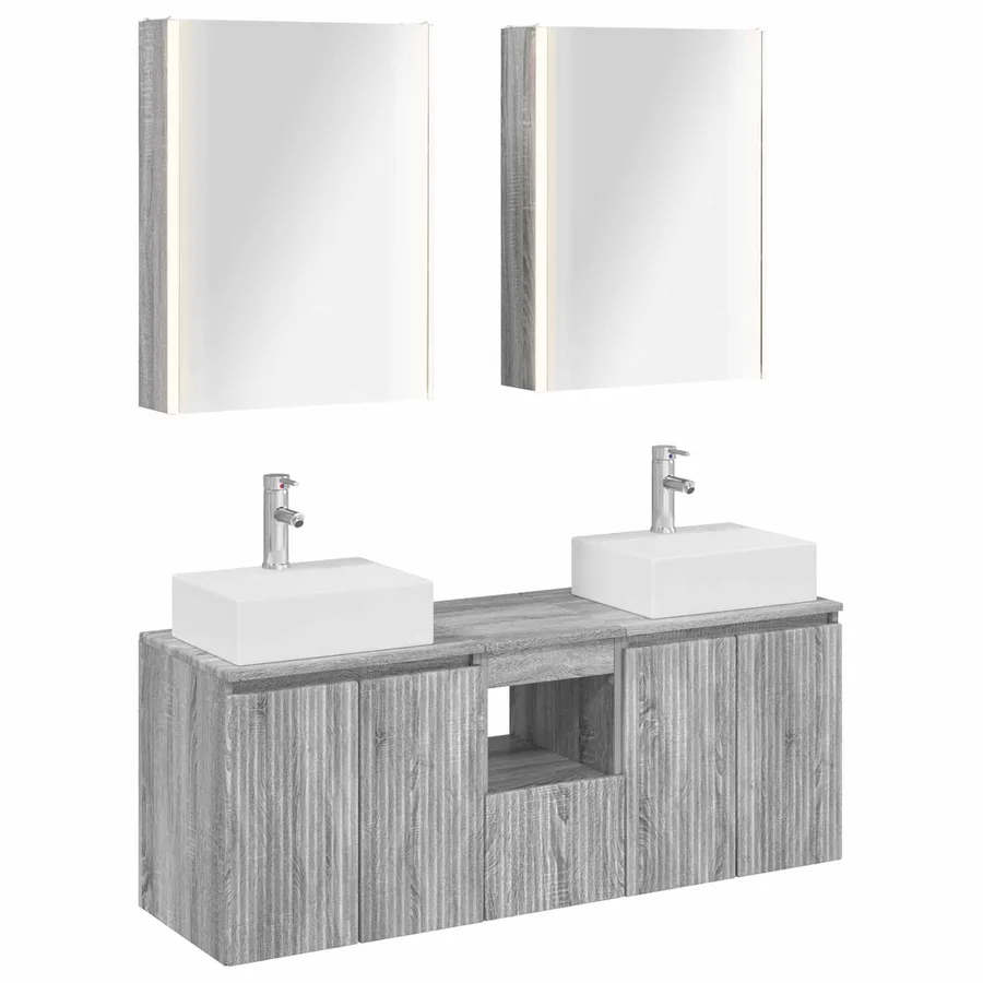 Ensemble d'armoire de salle de bain 5 pcs Sonoma gris - 2