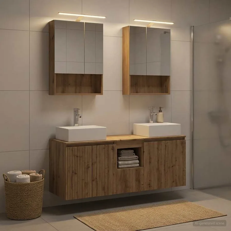 Ensemble d'armoire de salle de bain 5 pc Chêne artisanal