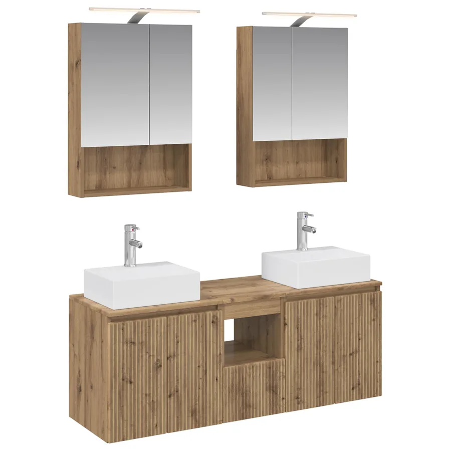 Ensemble d'armoire de salle de bain 5 pc Chêne artisanal - 2
