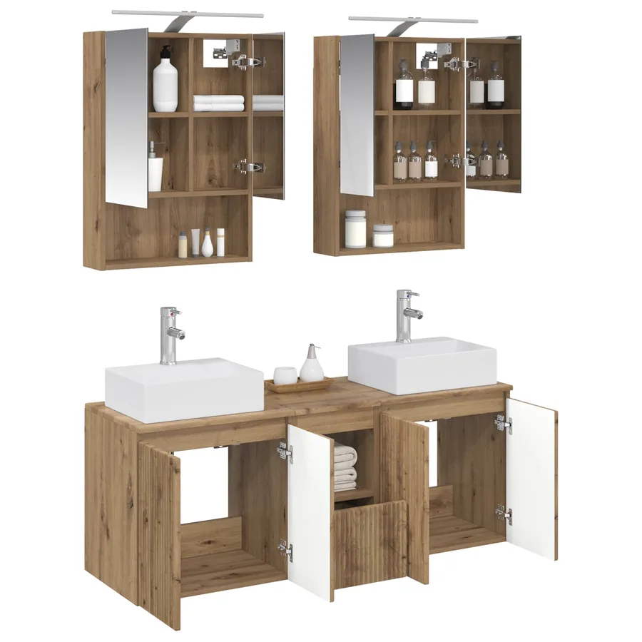 Ensemble d'armoire de salle de bain 5 pc Chêne artisanal - 3
