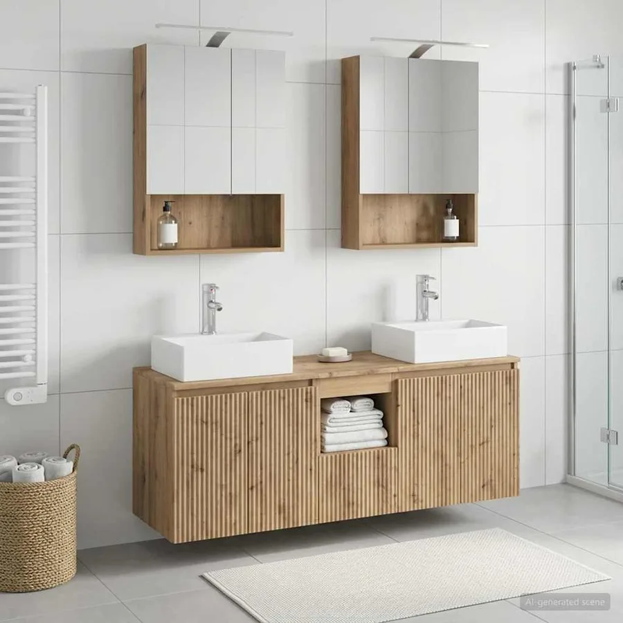 Ensemble d'armoire de salle de bain 5 pc Chêne artisanal - 4