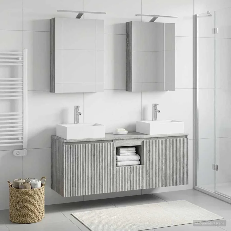 Ensemble d'armoire de salle de bain 5 pcs Sonoma gris