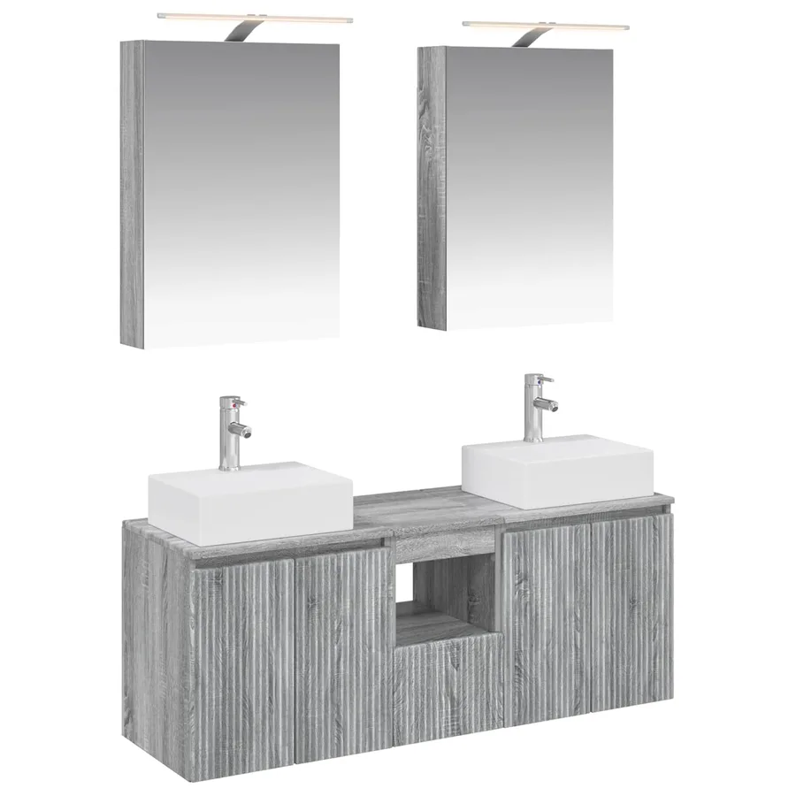 Ensemble d'armoire de salle de bain 5 pcs Sonoma gris - 2
