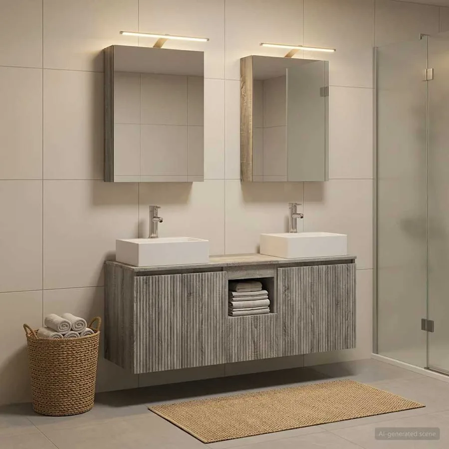 Ensemble d'armoire de salle de bain 5 pcs Sonoma gris - 4