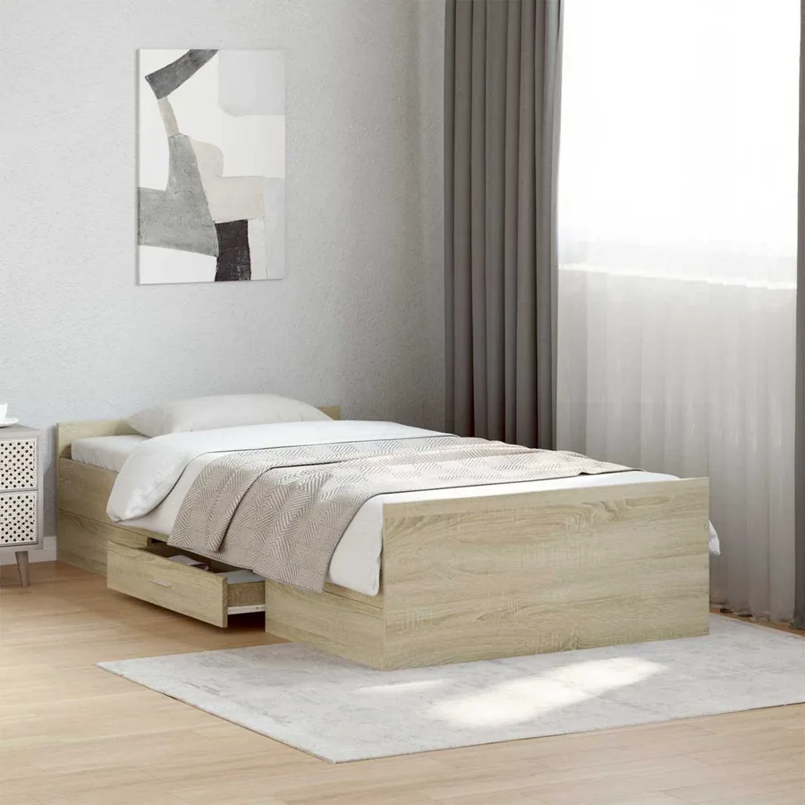 Cadre de lit avec rangement Chêne Sonoma 80 x 200 cm