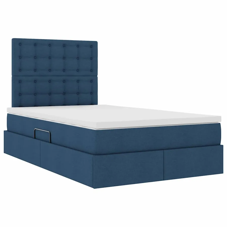 Lit de rangement LED avec matelas Bleu 120 x 190 cm Tissu - 6
