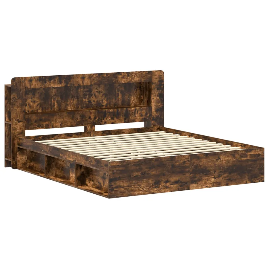 Cadre de lit avec rangement Chêne fumé 200 x 200 cm - 3